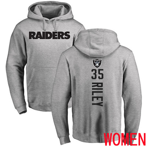 Oakland Raiders Ash Women Curtis Riley Backer NFL Football #35 Pullover Hoodie Sweatshirts